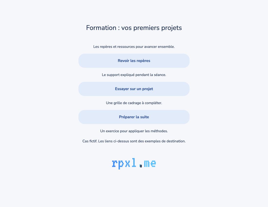 Capture réelle de Rpxl : Formation : vos premiers projets avec des ressources fictives