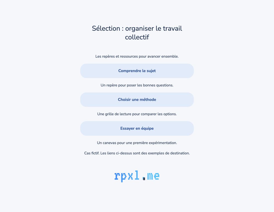 Capture réelle de Rpxl : Sélection : organiser le travail collectif avec des ressources fictives